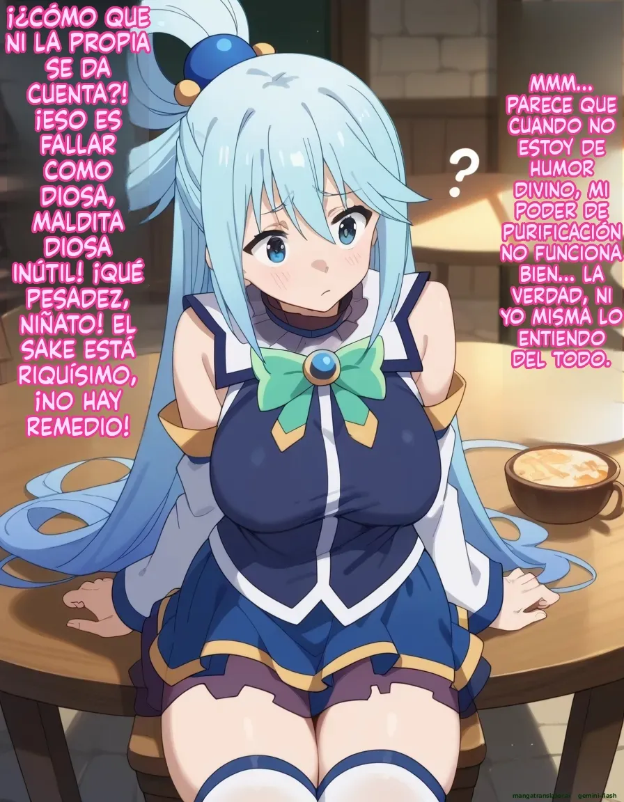 [Oounabara]  Michibata de Deisui Shiteru Aqua-sama ni Mizu ni Jouka Dekinai Kurai Kotteri Zaamen Sosoide Mudan Haramase Shichau Hanashi (Kono Subarashii Sekai ni Syukufuku o!) [Spanish] [MTL] [AI Generated] 38eme image