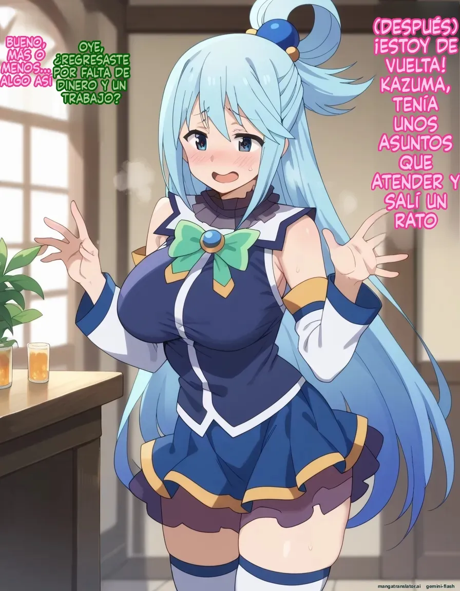 [Oounabara]  Michibata de Deisui Shiteru Aqua-sama ni Mizu ni Jouka Dekinai Kurai Kotteri Zaamen Sosoide Mudan Haramase Shichau Hanashi (Kono Subarashii Sekai ni Syukufuku o!) [Spanish] [MTL] [AI Generated] 71eme image