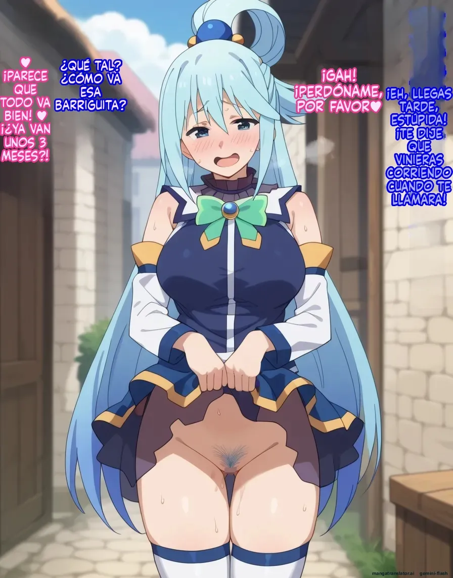 [Oounabara]  Michibata de Deisui Shiteru Aqua-sama ni Mizu ni Jouka Dekinai Kurai Kotteri Zaamen Sosoide Mudan Haramase Shichau Hanashi (Kono Subarashii Sekai ni Syukufuku o!) [Spanish] [MTL] [AI Generated] 75eme image