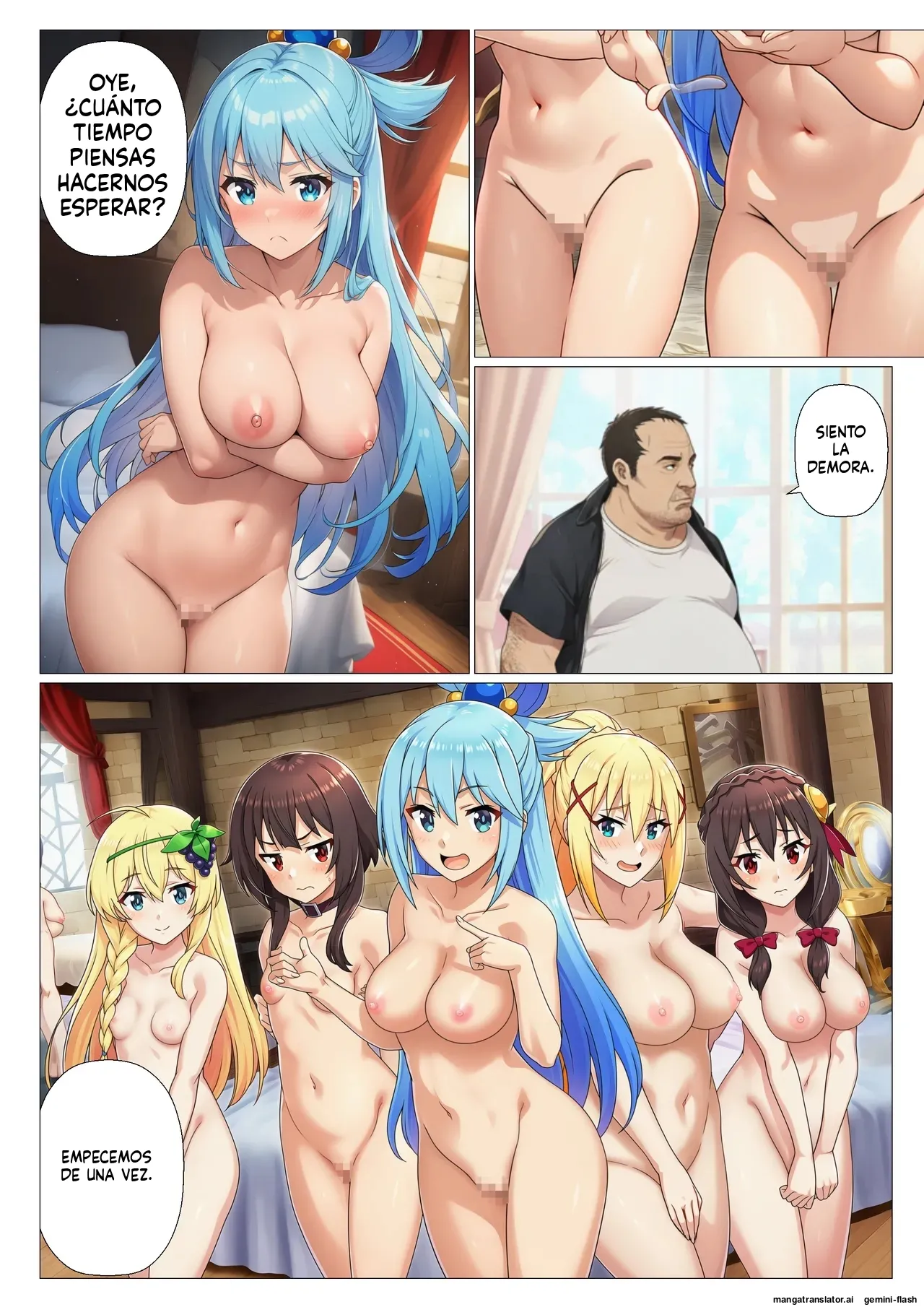 [Sakuru Kyuukanbi] Kono Subarashii Saimin de Harem o! (Kono Subarashii Sekai ni Syukufuku o!) [Spanish] [MTL] [AI Generated] 52eme image