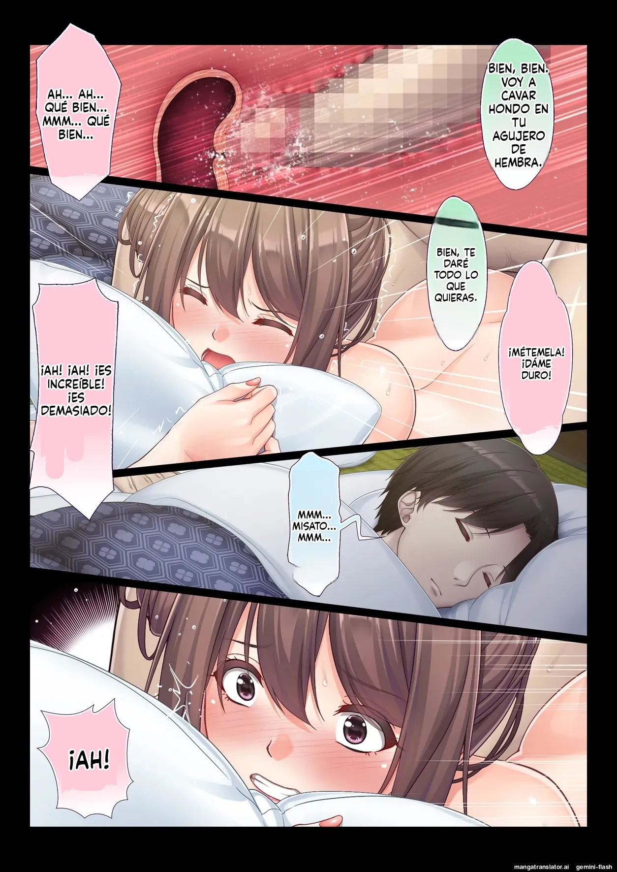 Konyoku Gifu Onsen Otto no Yoko de Gifu Chinpo o Kuwaekomu Tsuma no Manko Ikasaremakuri de Nakadashi Sarete Haramasareru (Spanish) MTL imagen número 66