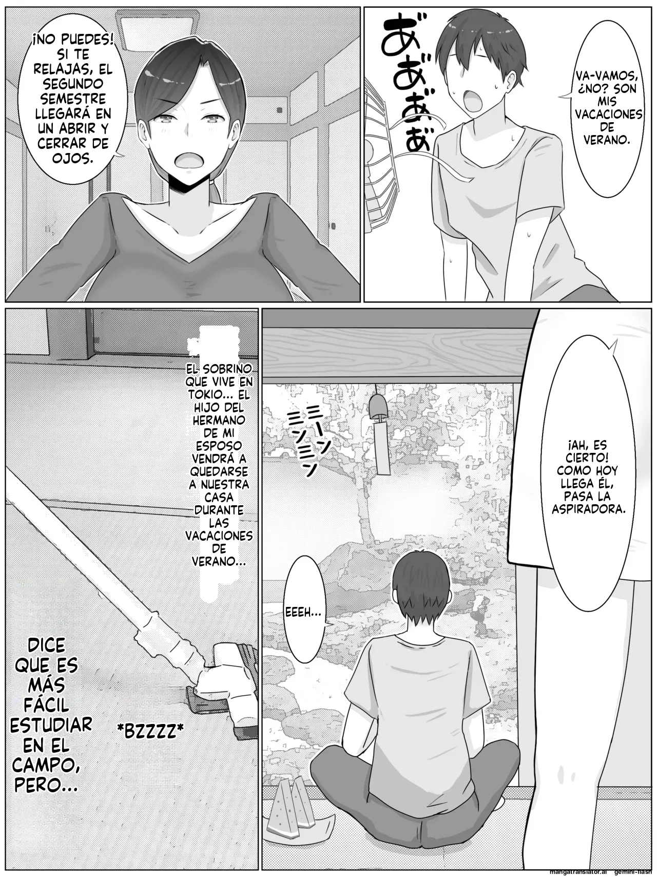 Iinari Kyonyuu Haha Natsumi (40) Oi ni Eroi Fukugyou ga Barete Kuchidome Koubi Shiteimasu (Spanish) MTL image number 4