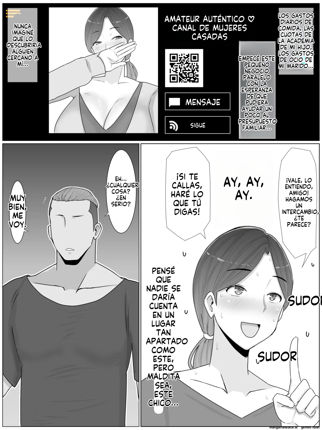 Iinari Kyonyuu Haha Natsumi (40) Oi ni Eroi Fukugyou ga Barete Kuchidome Koubi Shiteimasu (Spanish) MTL image number 8