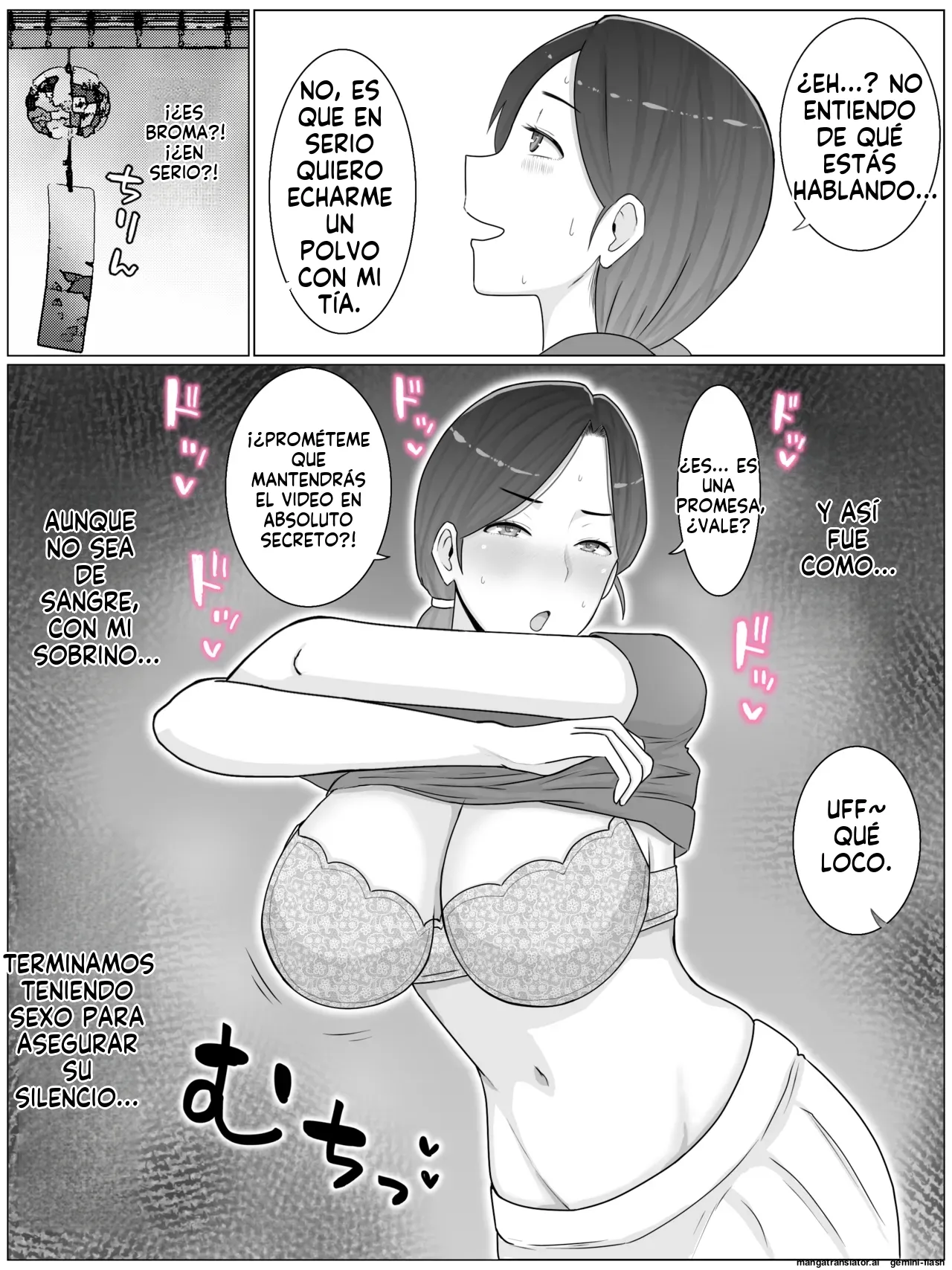 Iinari Kyonyuu Haha Natsumi (40) Oi ni Eroi Fukugyou ga Barete Kuchidome Koubi Shiteimasu (Spanish) MTL image number 10