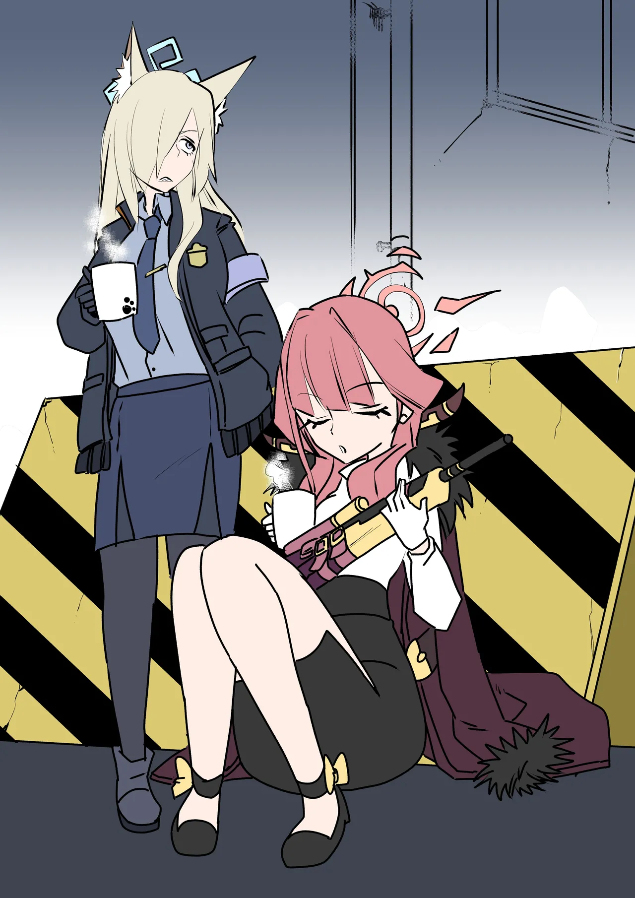 [京唄麻呂] 身体が勝手に動いちゃう？アウトローと狂犬 (ブルーアーカイブ) 图片编号 1