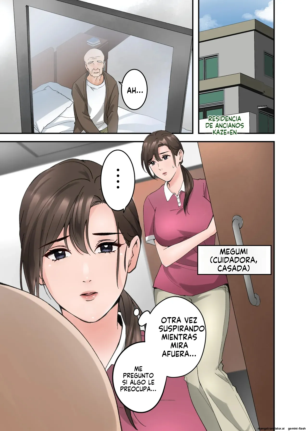 Hitozuma no Kaigoshi ga Yoboyobo Jii-san ni Ikasare Makuru Hanashi (Spanish) MTL image number 2