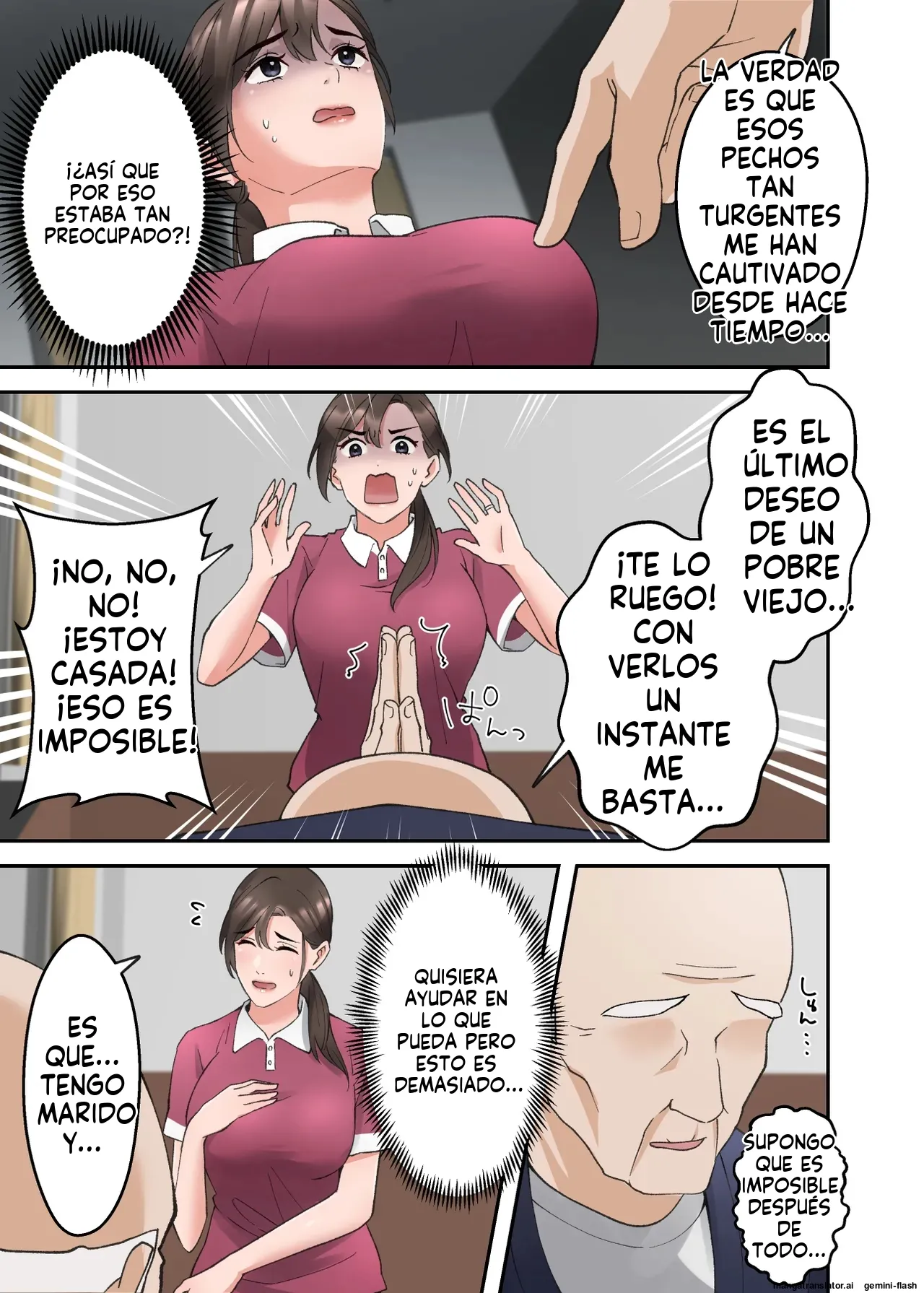 Hitozuma no Kaigoshi ga Yoboyobo Jii-san ni Ikasare Makuru Hanashi (Spanish) MTL image number 8