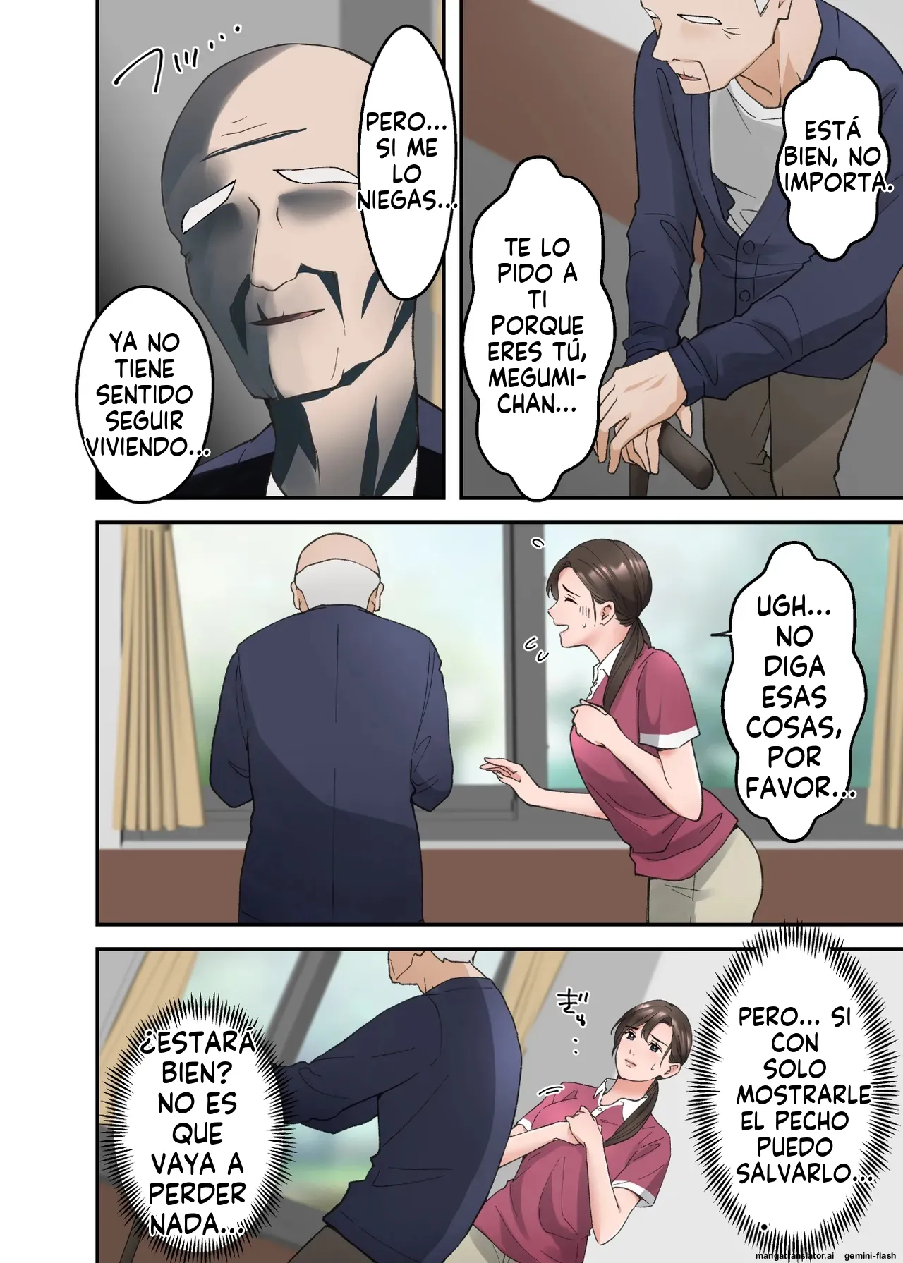 Hitozuma no Kaigoshi ga Yoboyobo Jii-san ni Ikasare Makuru Hanashi (Spanish) MTL image number 9