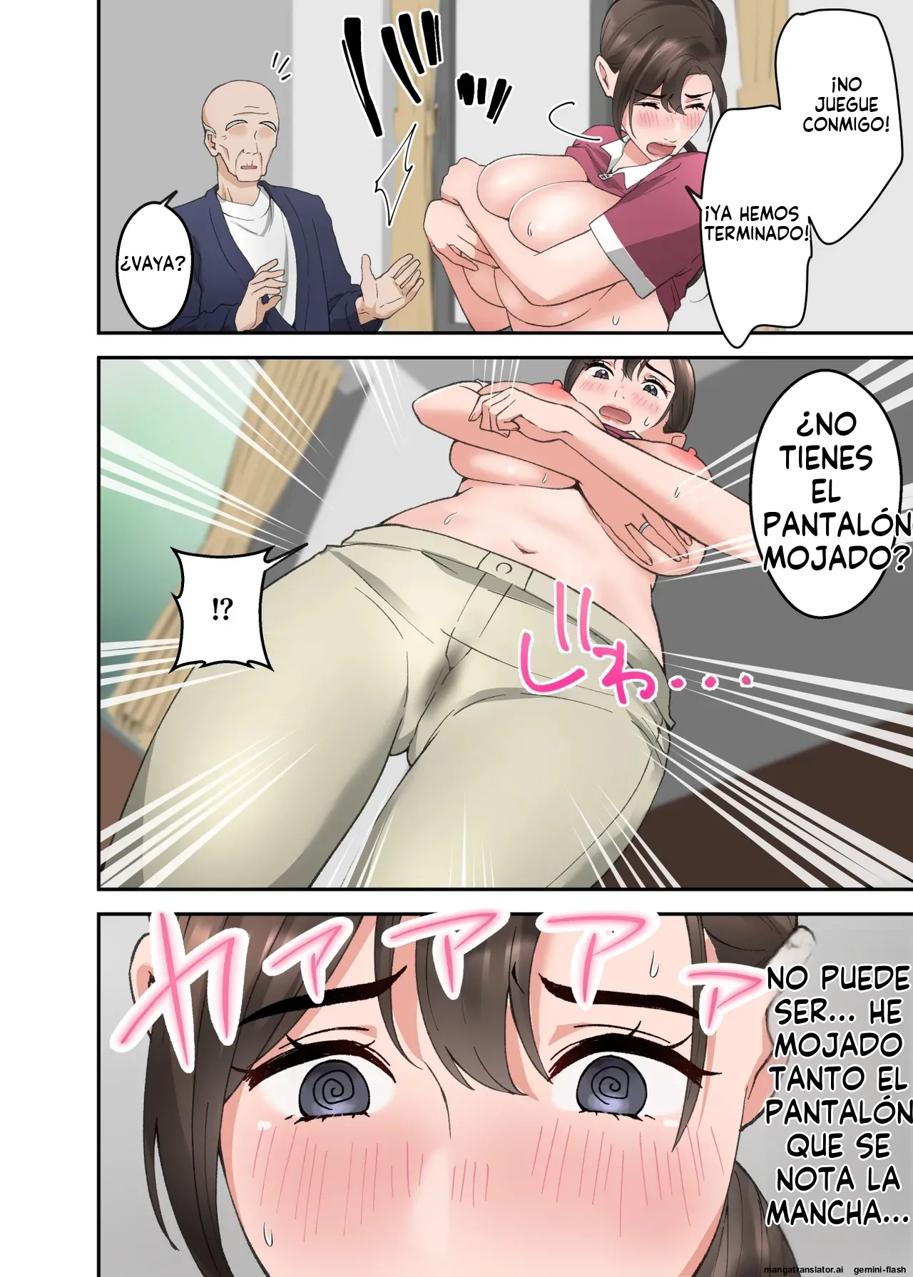 Hitozuma no Kaigoshi ga Yoboyobo Jii-san ni Ikasare Makuru Hanashi (Spanish) MTL image number 17