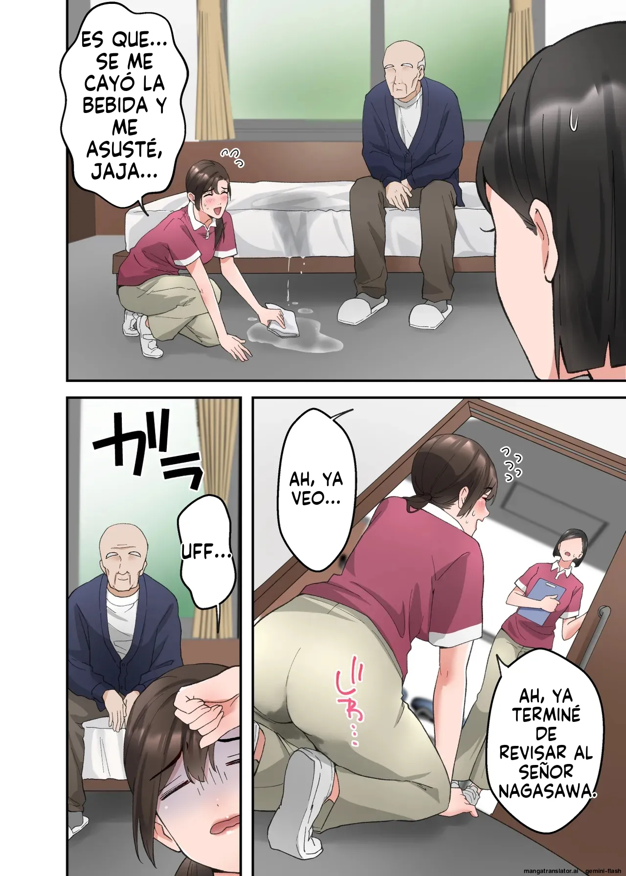 Hitozuma no Kaigoshi ga Yoboyobo Jii-san ni Ikasare Makuru Hanashi (Spanish) MTL image number 23