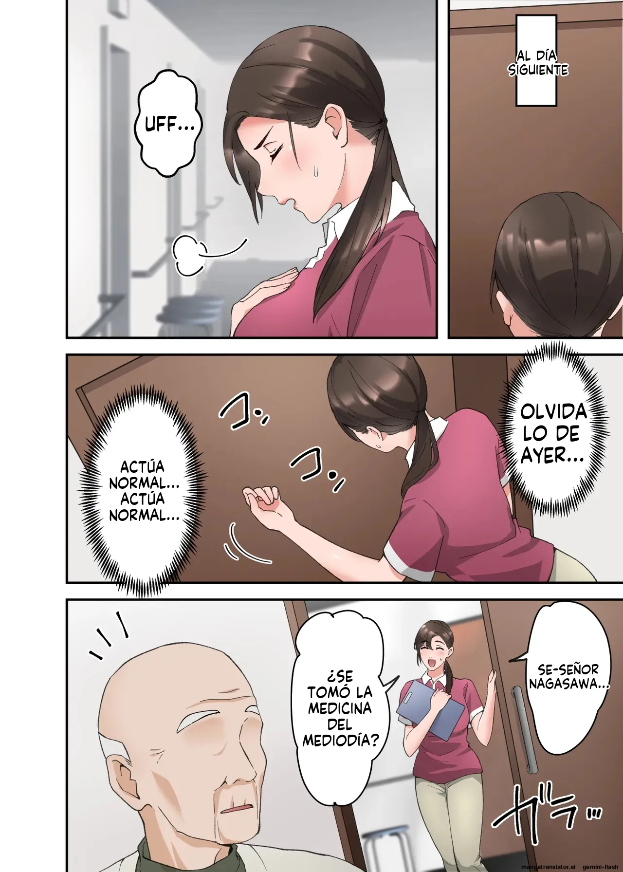 Hitozuma no Kaigoshi ga Yoboyobo Jii-san ni Ikasare Makuru Hanashi (Spanish) MTL image number 25