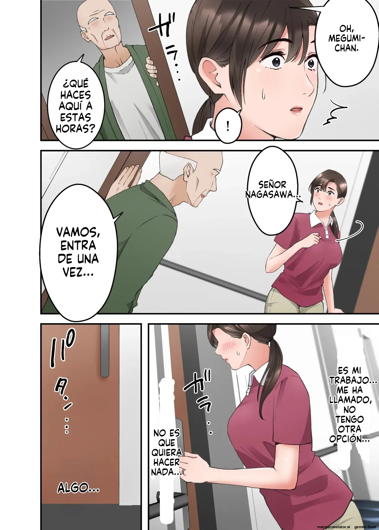 Hitozuma no Kaigoshi ga Yoboyobo Jii-san ni Ikasare Makuru Hanashi (Spanish) MTL image number 41