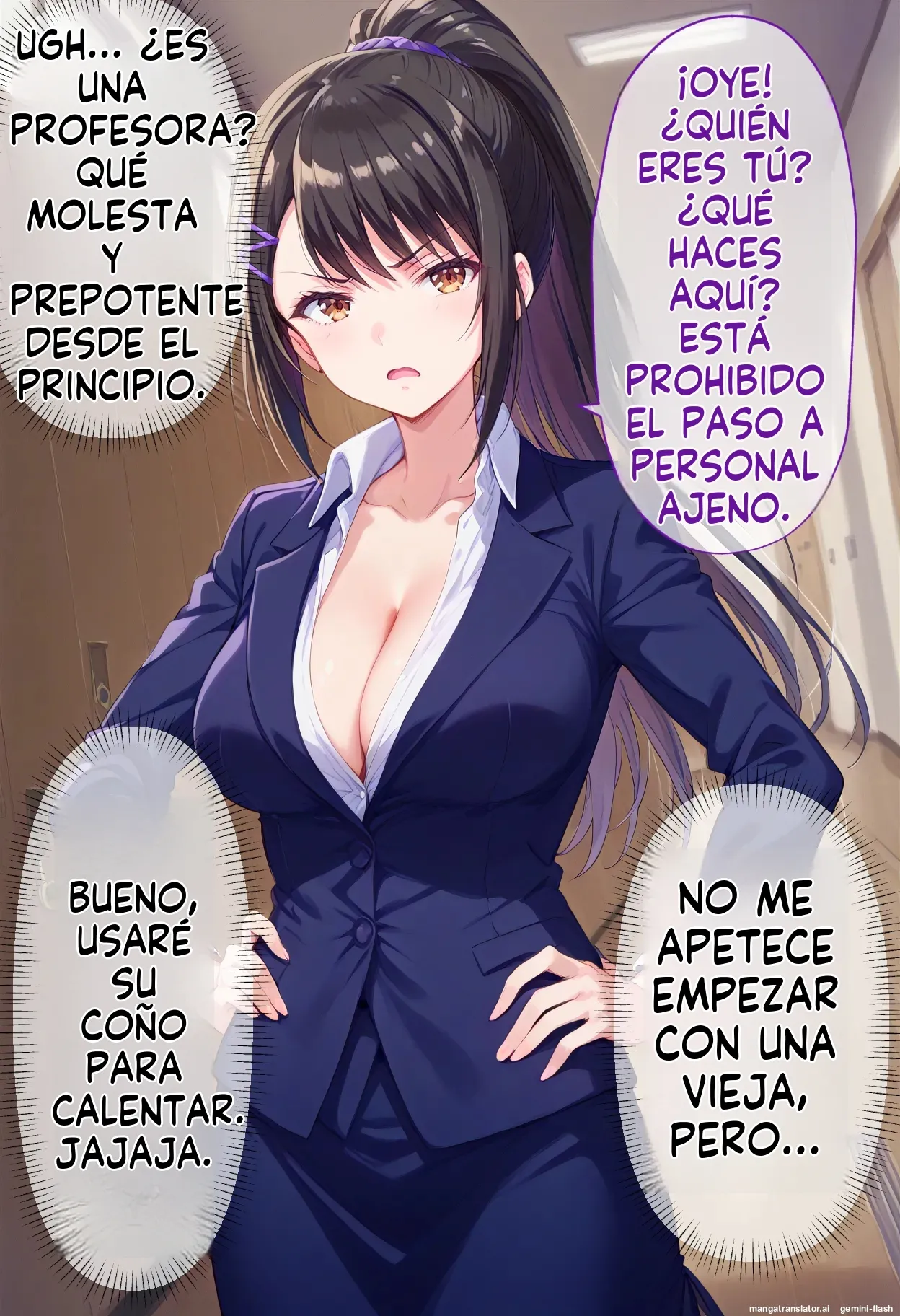 Jitsuryoku Shijou Shugi no Gakuen no Itigun Zyosi ga Saimin Ozisan ni Zenin Netorare hara Masareru Hanasi - Brute (Spanish) MTL [AI Generated] 6eme image