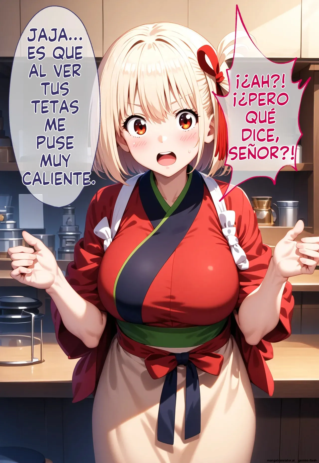 Saimin Oji-san  ga Kissa Lycolyco wo Noxtu to xtu te Chisato to Takina wo Hara Maeru Hanasi - Brute (Spanish) MTL [AI Generated] Bildnummer 6