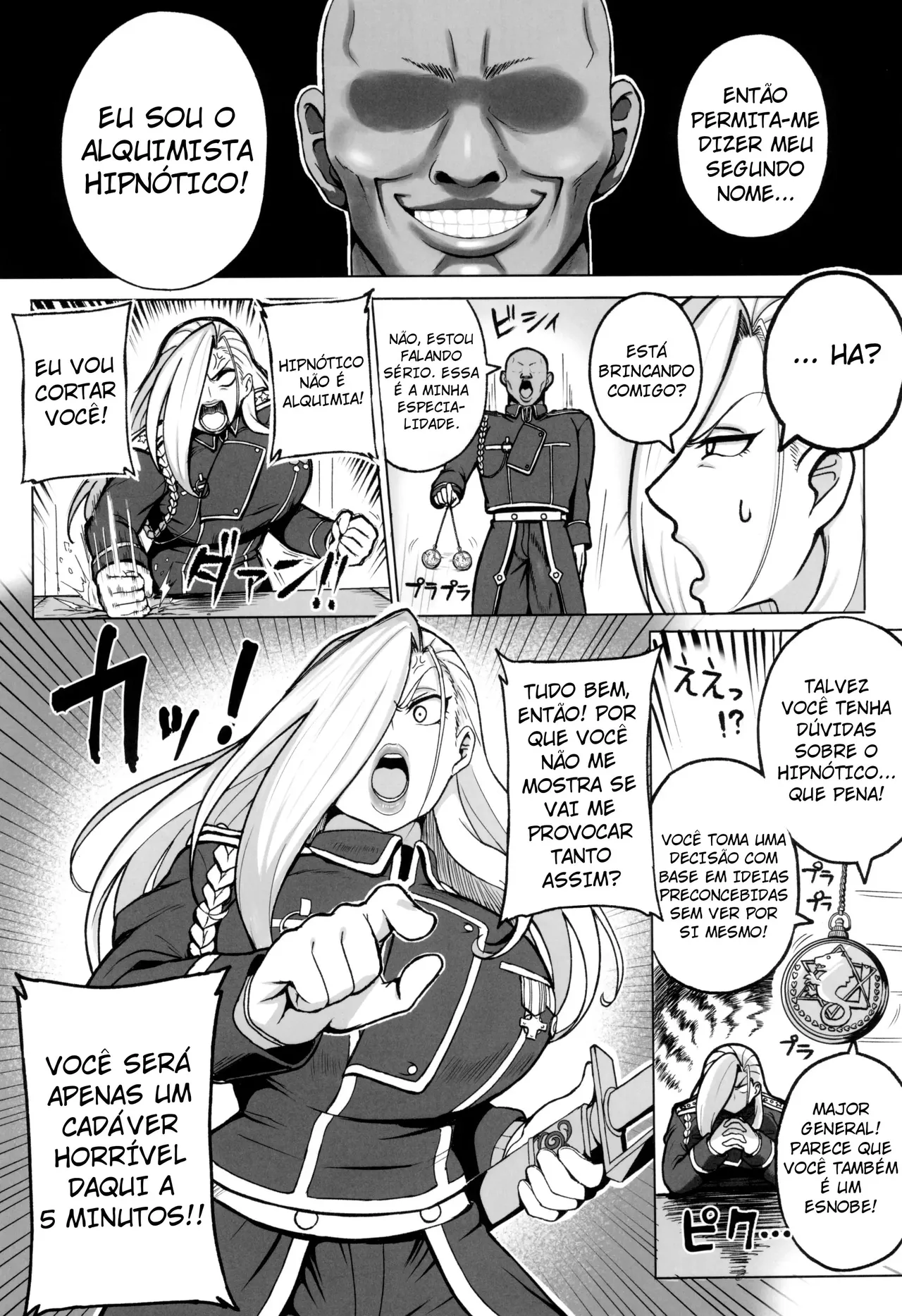 (C102) [Guhan Shounen] Jukujo Shougun VS Saimin no Renkinjutsushi - Armstrong VS Hypnotic Alchemist (Fullmetal Alchemist) [Portuguese-BR] Bildnummer 3