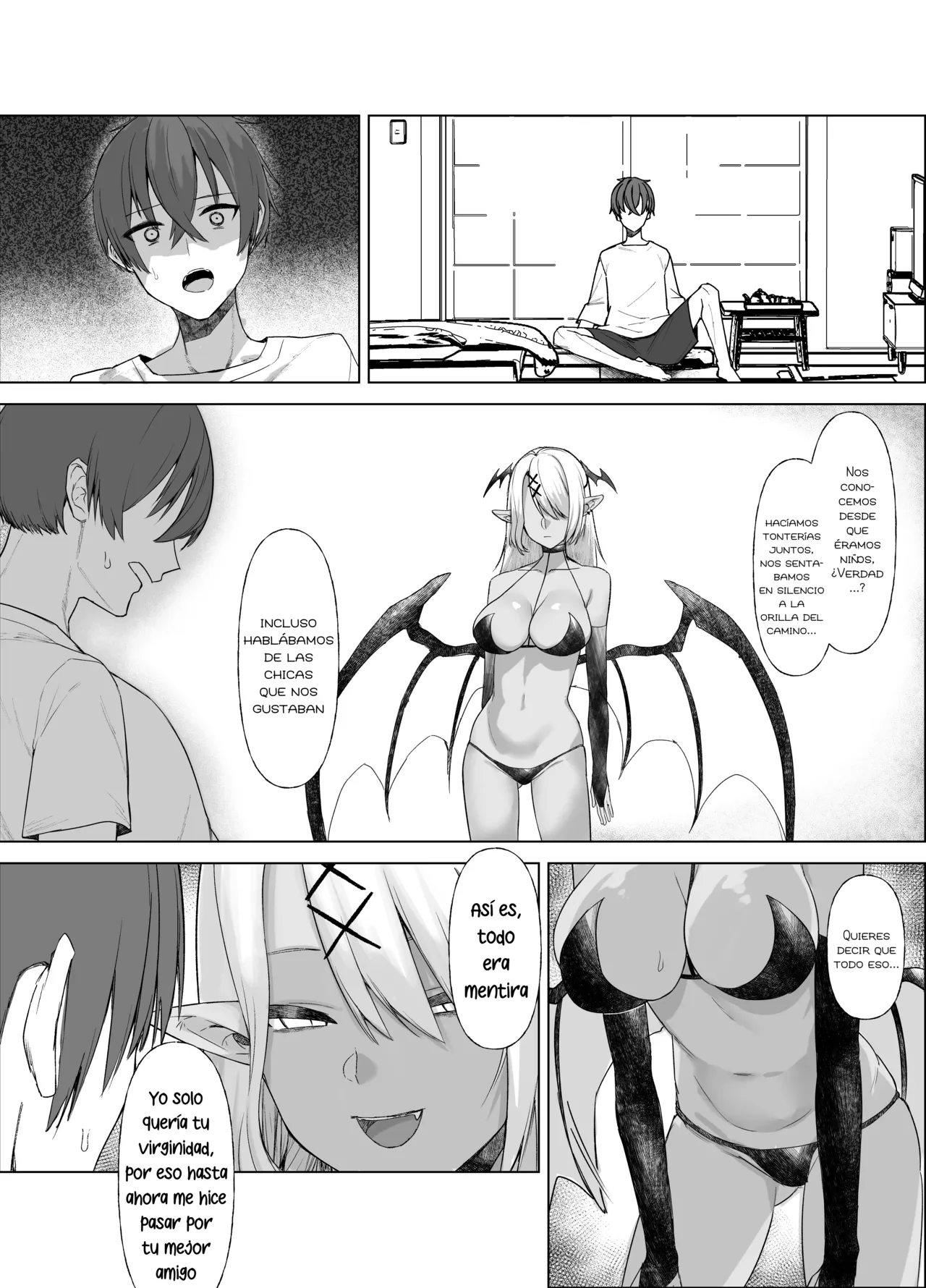 [Imokenpi Kinenbi] Uso TS ~Shinjiteita Shinyuu ga Boku no Doutei o Nerau Dosukebe Inma datta Hanashi~｜Mentira TS ~La Historia De Cómo Mi Mejor Amigo, En Quien Confiaba, Resultó Ser Una Súcubo~ [Spanish] [Blacklabel Scan] image number 13