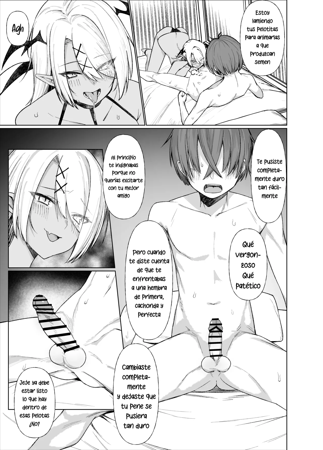 [Imokenpi Kinenbi] Uso TS ~Shinjiteita Shinyuu ga Boku no Doutei o Nerau Dosukebe Inma datta Hanashi~｜Mentira TS ~La Historia De Cómo Mi Mejor Amigo, En Quien Confiaba, Resultó Ser Una Súcubo~ [Spanish] [Blacklabel Scan] image number 27