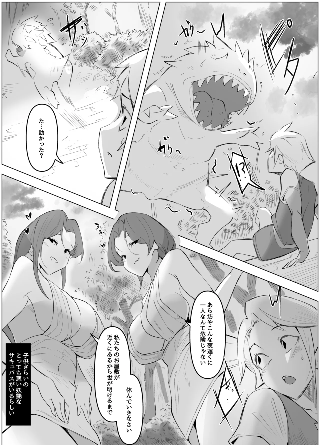 [ほ乳びん (チクビン)] 淫乱熟女姉妹サキュバスに搾り取られるお話 изображение № 3