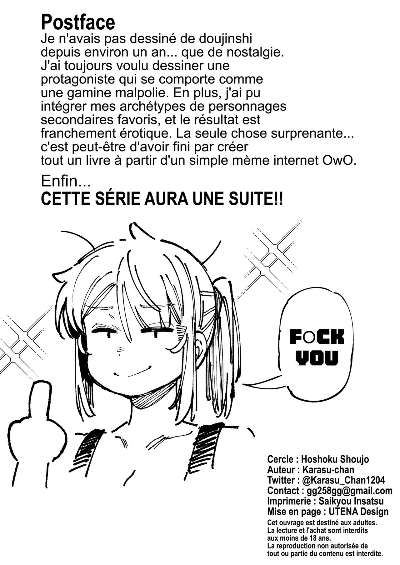 [Hoshoku Shoujo (Karasu Chan)] Watashi ni Konna Kuchi Kiite, Oya Gatcha Shippai shita no ka | Comment tu me parles ? Tes parents ont oublié de t'éduquer ou quoi ? [French] [Minous Secrets] [Digital] 66eme image