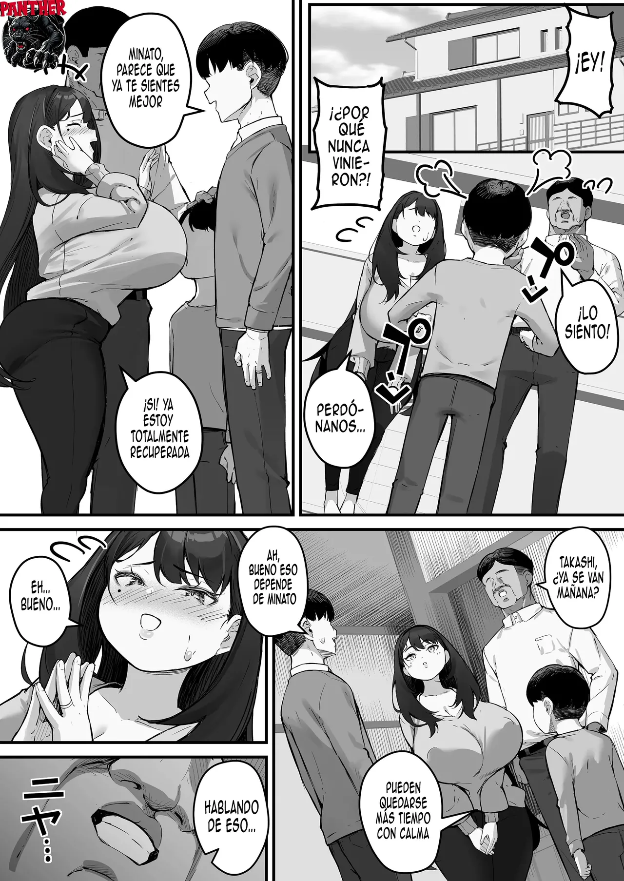 [Baku-π-dou (Kuchi VE)] NTR Tsuma Gifu no Yarashi-me ga Kiraidattanoni |Esposa Infiel - Odiaba la mirada lasciva de mi suegro pero...  [Spanish] [Panther Scan] [Digital] image number 52