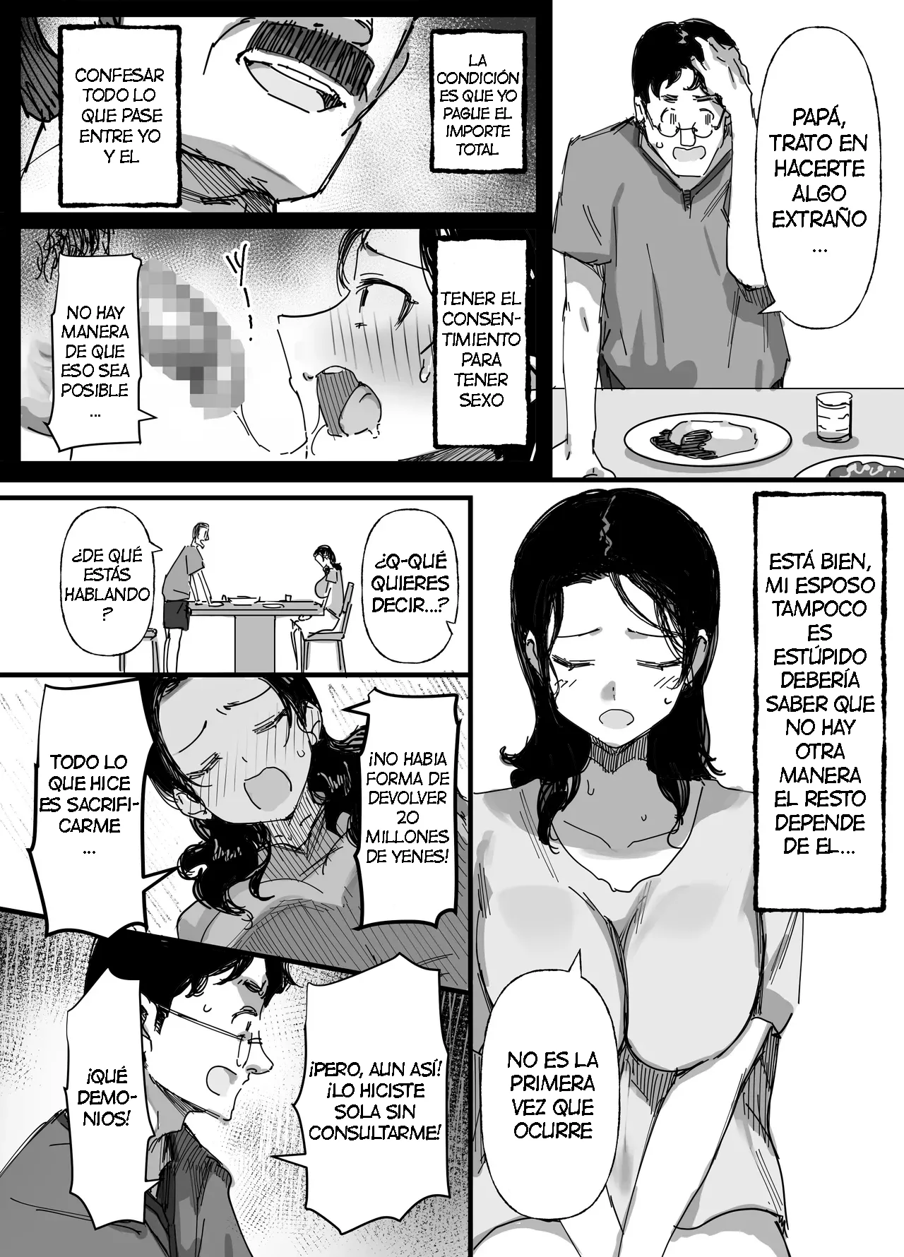 [Dynamic Mom (Onodera)] Otto no Shakkin Nakadashi Hensai Gifu ni Mi o Uru Komochi Tsuma｜Una Mujer Casada Vende su Cuerpo a su Suegro [Spanish] [Pajerosxnx] image number 33