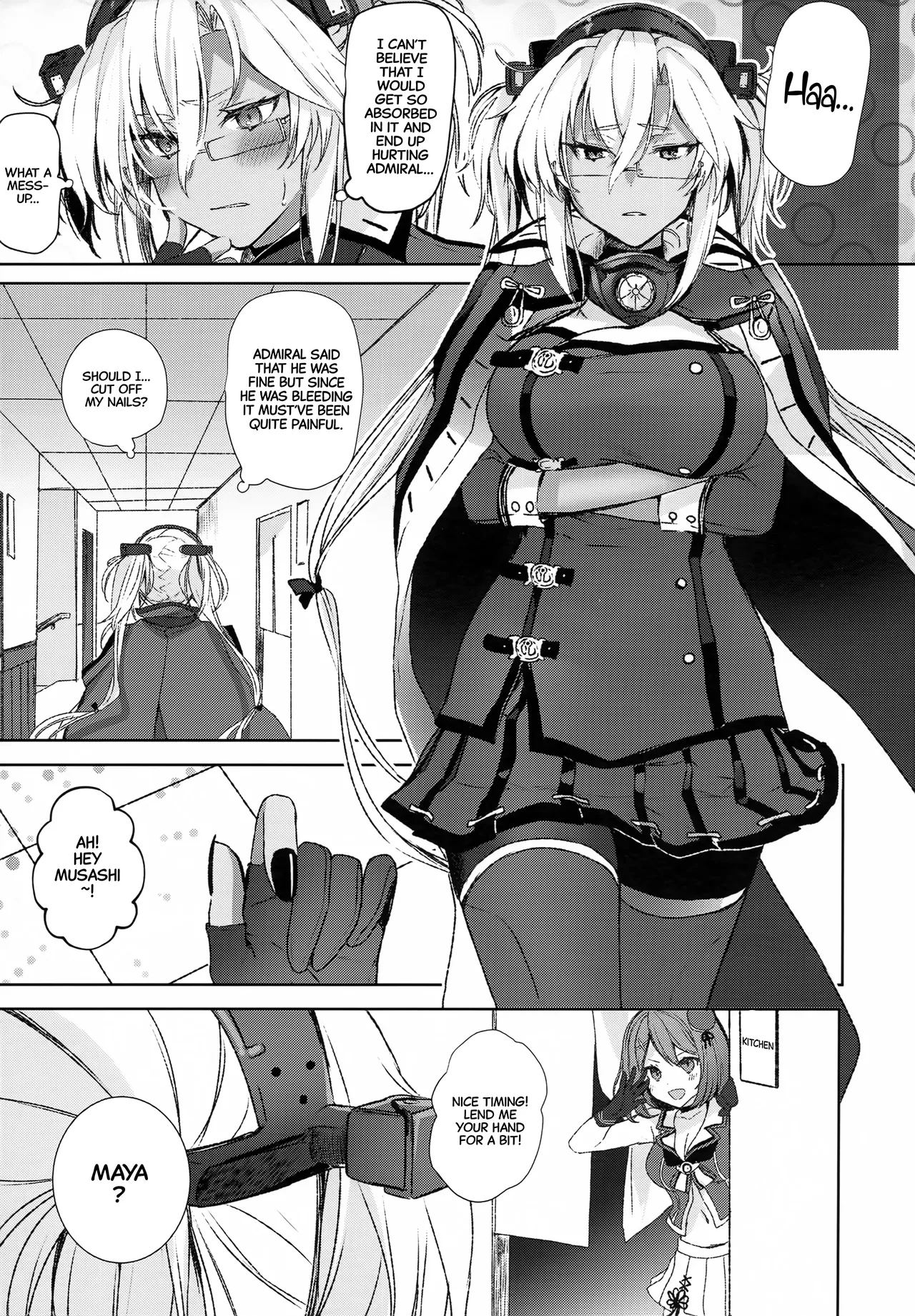 (Gunreibu Shuho Goudou Enshuu Reiwa Sannen Touki) [Marosaan (Yunamaro)] Musashi-san no Yoru Jijou Hisho-kan no Sajikagen-hen | Musashi's Nightly Affairs: The Secretary Ship's Determination -(Kantai Collection -KanColle-) [English] [CarlJPTL] 이미지 번호 4