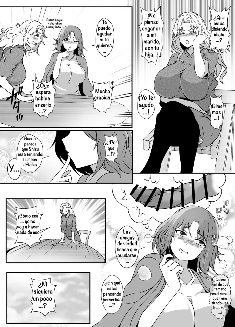 [Lilium Kyouwakoku (Shimakawa)] Musume ga Futanari Zetsurin nanode Mamatomo ni Seishori o Tetsudatte Morau ︱ My Daughter Is An Insatiable Dickchick, So I Asked My Fellow Mother Friends For Some Help [Spanish] [Amaterasu] 画像番号 4