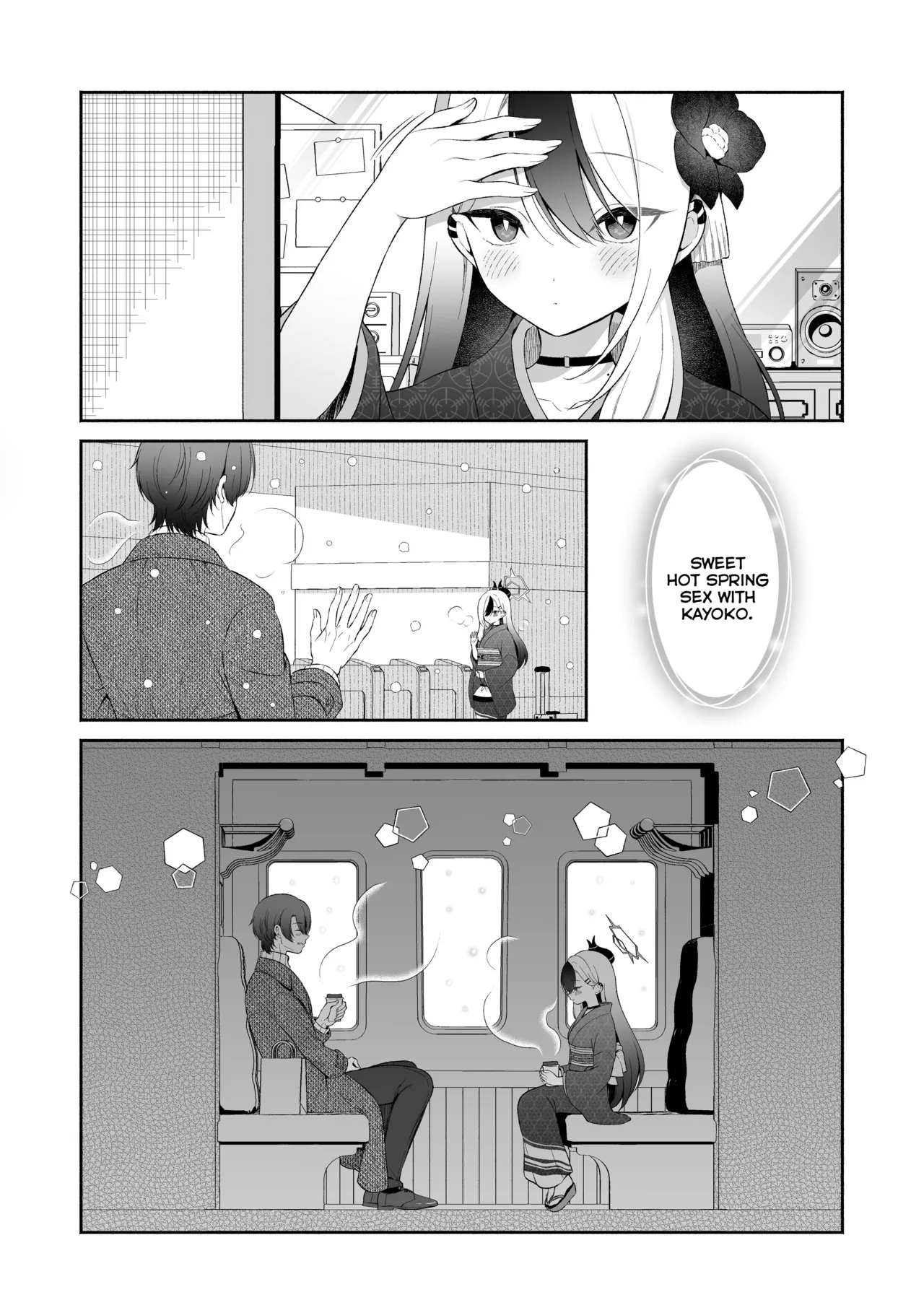 Pandagaippiki. (Komi Zumiko)] Onsen Kayoko to Amatoro Ecchi + Kayoko to Sensei ga Onamiseshiau Ohanashi (Blue Archive) [English] [Digital] image number 2