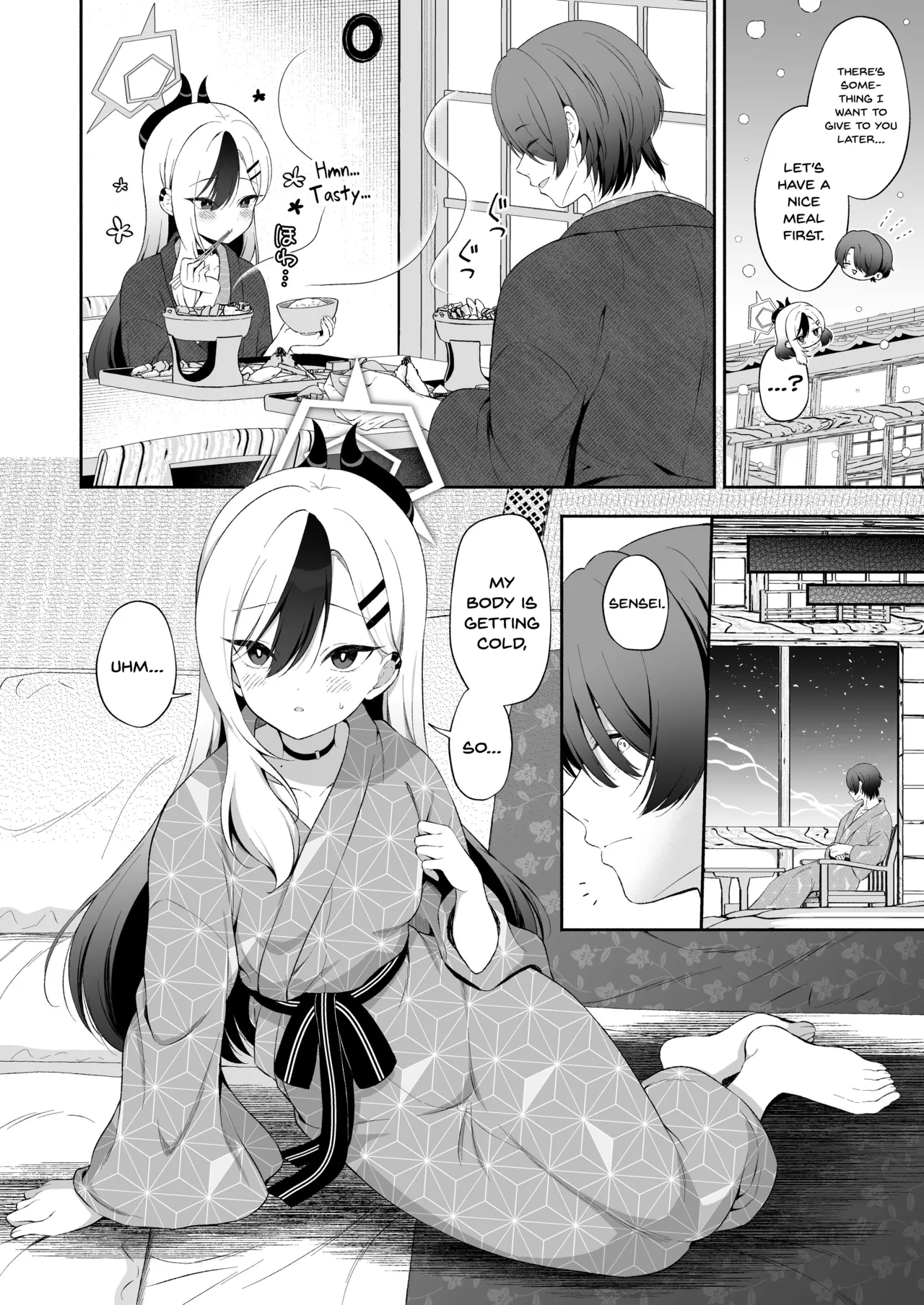 Pandagaippiki. (Komi Zumiko)] Onsen Kayoko to Amatoro Ecchi + Kayoko to Sensei ga Onamiseshiau Ohanashi (Blue Archive) [English] [Digital] image number 4