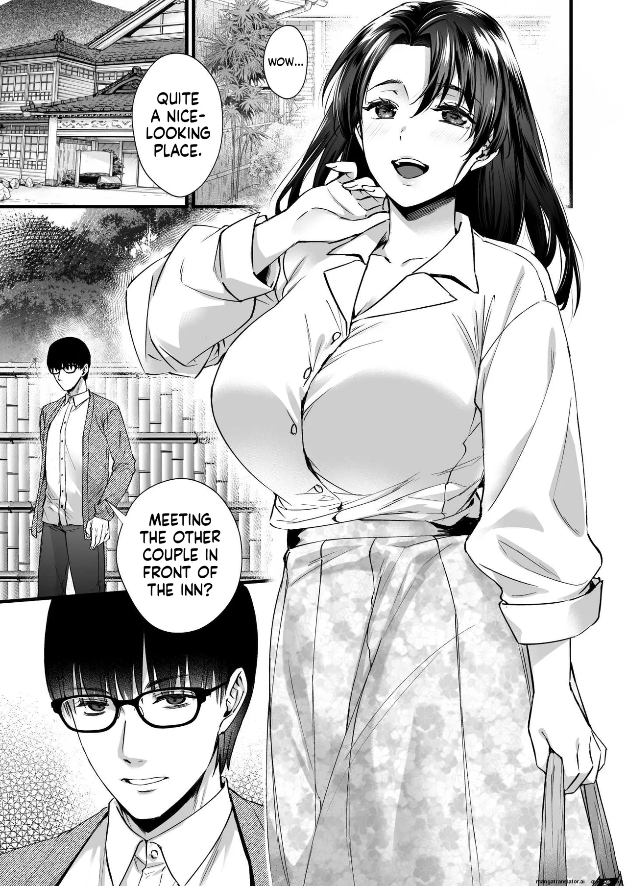 [Himeya (Abe Inori)] Dohamari Suru Hodo Kimochiii! Junpaku Fuufu to Yarichin Couple no Swapping Onsen [MTL] 3eme image