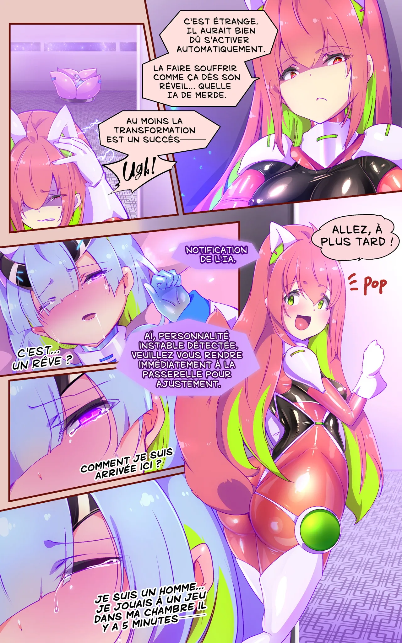[Yaseuma Lo-Ru (Netsuki no Yoto, Bungo Meibutsu Dangojiru Teishoku)] Majime na Tensei Nyotaika Android ga Kairaku-zeme no Hate ni Bakunyuu Akuochi Suru Manga ~Purikketsuana Zwei~ [French] image number 18