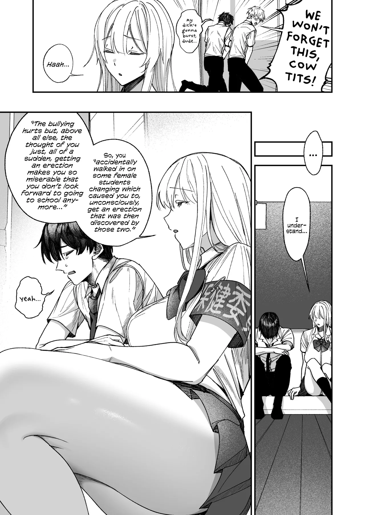 [Getsumatsu (Shuumatsu)] That Playful Health Committee Member Is Weirdly Kind | Seiso-kei Hoken Iin wa Ijou ni Yasashii [English] [Cookie Cruncher] numero di immagine  4