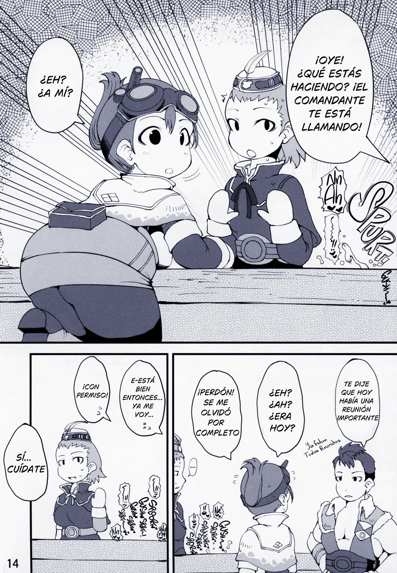 (C94) [Urakaryuu (Ibukichi)] La recepcionista sedienta de lujuria | Katsuyoku no Uketsukejou (Monster Hunter) [Spanish] [Sin censura] image number 14