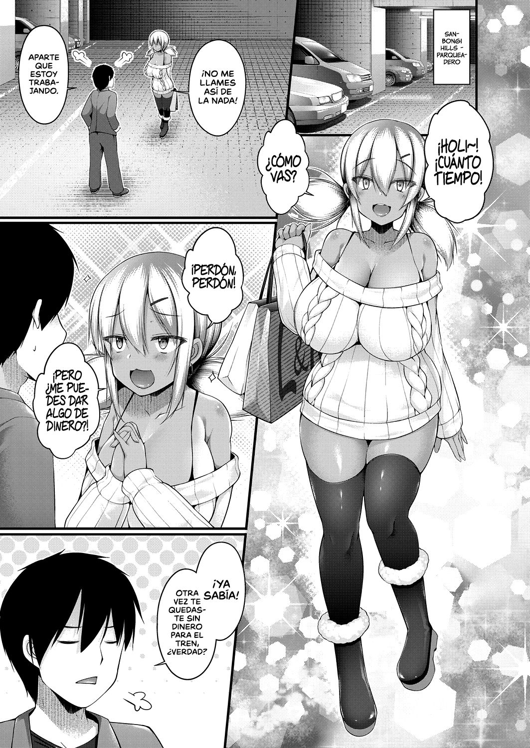 [Kotoba Ai] Kuro Gyaru JK na Imouto to Tamokuteki Toile de Papakatsu shite shimatta Hanashi | La historia de mi hermana menor (una gal colegiala morena) y su sugar daddy (yo) en un baño público (COMIC Grape Vol. 88) [Spanish] [K.A. Works] numero di immagine  3