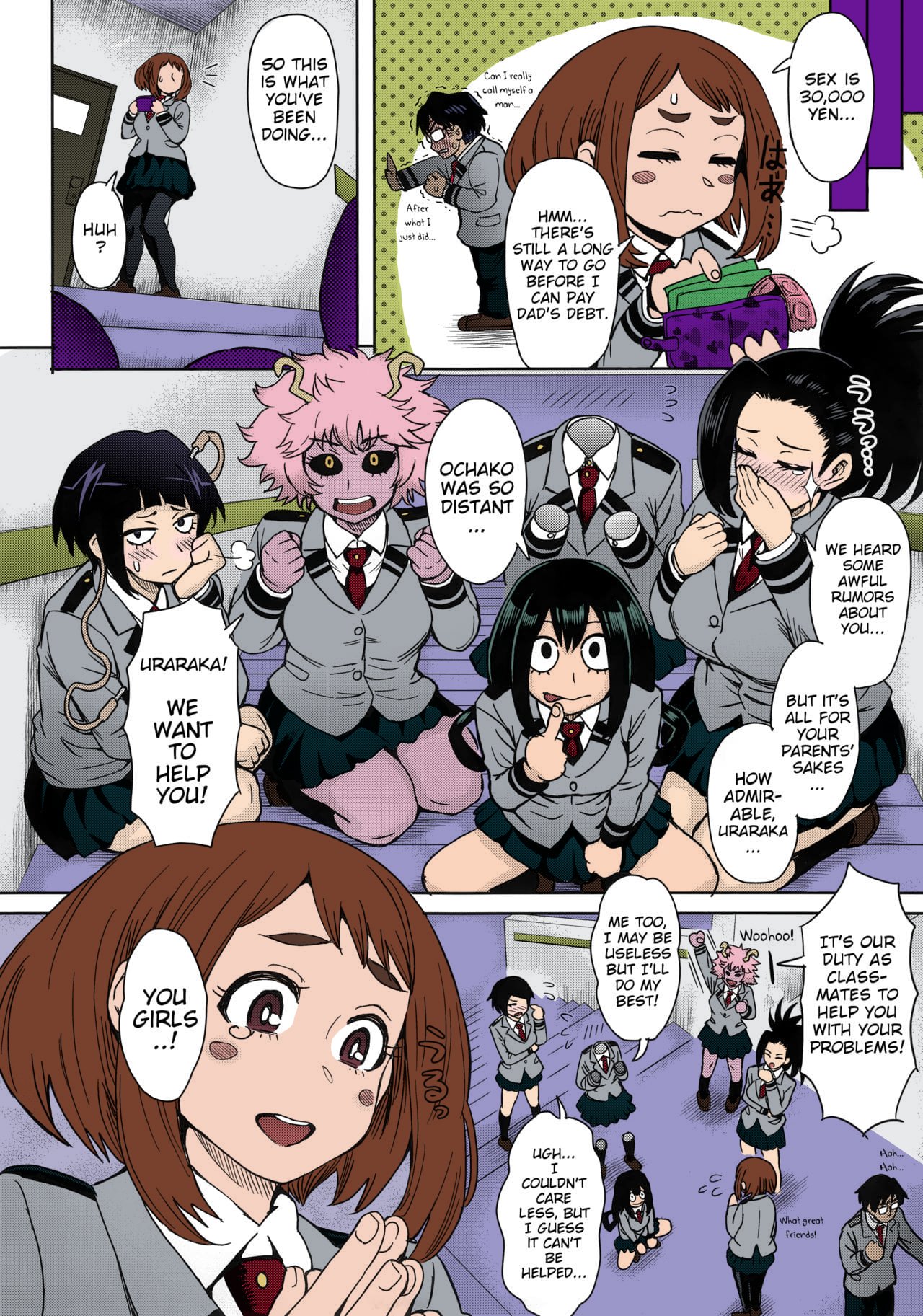 (C90) [Eight Beat (Itou Eight)] Uraraka Ura Fuuzoku | Uraraka's Behind-the-Scenes Prostitution (Boku no Hero Academia) [English] [Glittering Translations] [Colorized] image number 10
