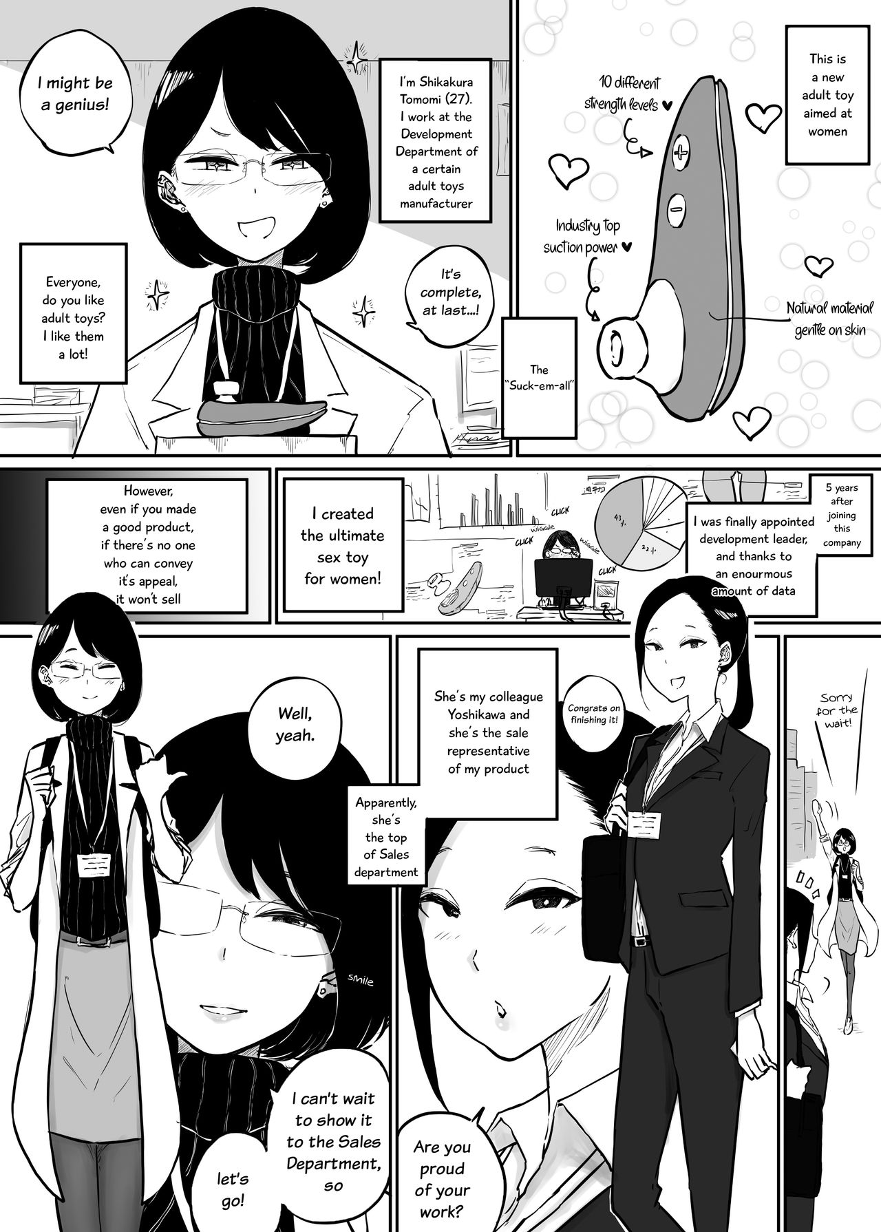 [Pandacorya] Zettai ni Ikasetai Adult Goods Maker Kaihatsubu VS Zettai ni Ikanai Adult Goods Maker Eigyoubu | The Sales Rep Who Absolutely Won’t Come VS The Researcher Who Absolutely Wants to Make Her Come [English] [YuriYaku] Bildnummer 1