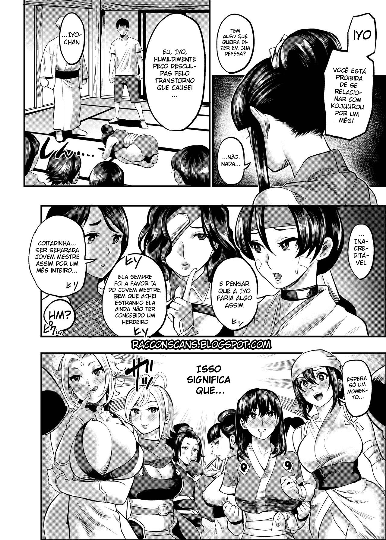 [Kougi Anmitsu (Ichiren Takushou)] Oideyo! Kunoichi no Sato Kan ~Shiren!! Kozukuri Kinshirei no Maki~ (Portuguese) (Guaxinim) [Digital] image number 7