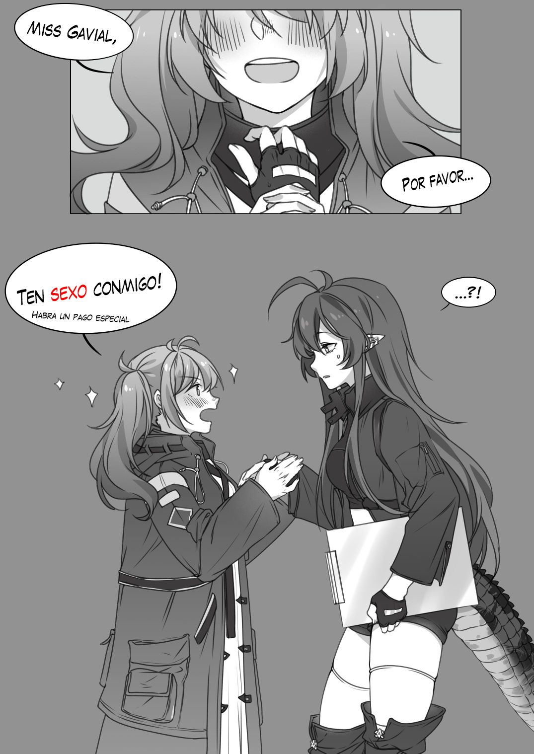 [黙子] Will max trust Gavial deny me if I ask for a quickie? (Arknights) [Spanish] [otakurinos.group] 图片编号 2
