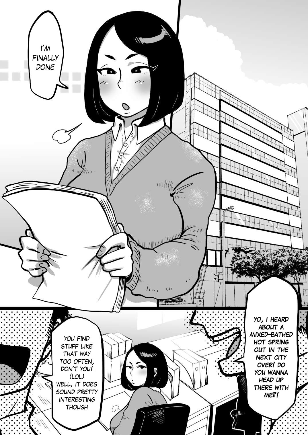 [Yawarakasou 501-goushitsu (TC)] A Plain Office Lady Goes To A Mixed Bath! [Digital] [English] 画像番号 2