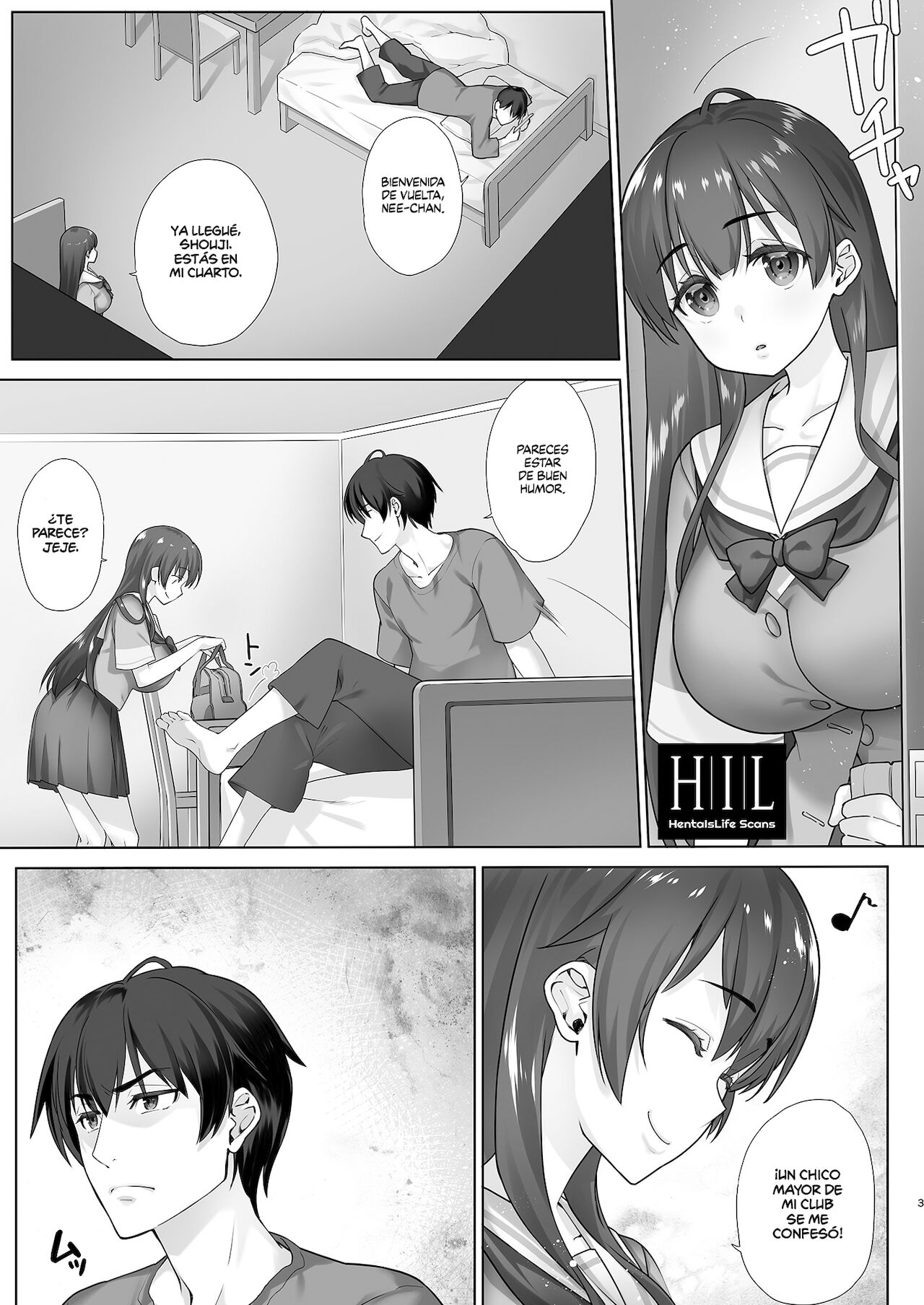 [Nama Cream Biyori (Nanase Meruchi)] Teihanpatsu JK Onee-chan Manami wa S na Otouto ni Sakaraenai | La Colegiala Onee-san de Baja Resistencia, Manami, No Puede Oponerse a su Hermano Menor S [Spanish] [HentaIsLife Scans] [Digital] image number 3