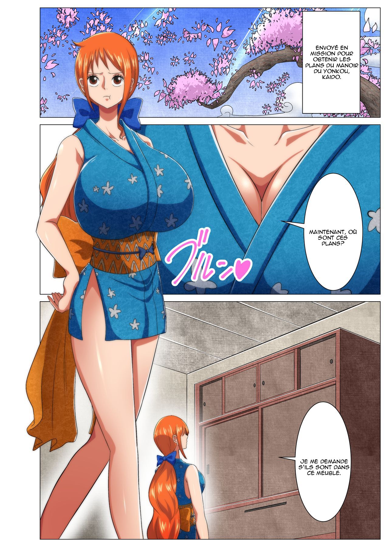 [Q Doujin] Onna Ninja no Dokidoki Hatsu Ninmu (One Piece) [French] image number 2