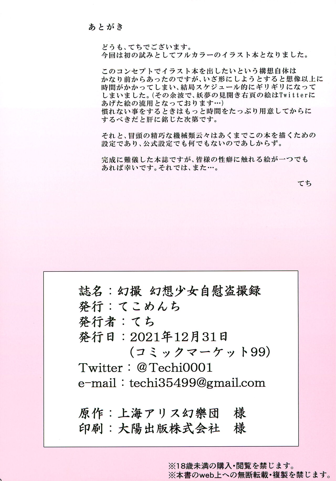 [てち(てこめんち)] 幻撮幻想少女自慰盗撮録 (touhou project) 图片编号 19