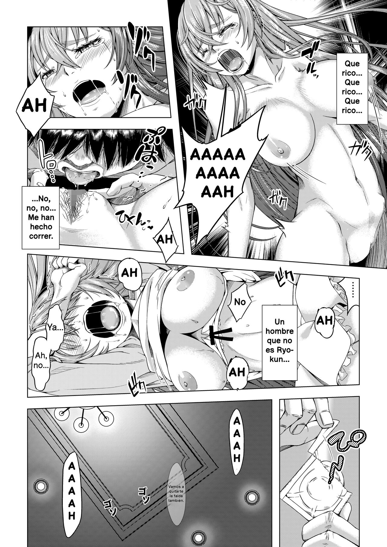 [DASHIMAKITAMAGO] Daigaku Shingaku de Issho ni Joukyou Shita Kanojo ga Circle no Senpai ni Netorare Ochiru made -Rape Shojo Soushitsu Hen- | Sometida y humillada por un alto miembro de su círculo -violación y pérdida de la virginidad- [Spanish] 23eme image