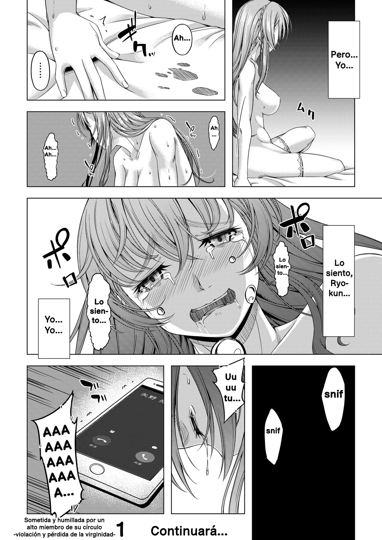 [DASHIMAKITAMAGO] Daigaku Shingaku de Issho ni Joukyou Shita Kanojo ga Circle no Senpai ni Netorare Ochiru made -Rape Shojo Soushitsu Hen- | Sometida y humillada por un alto miembro de su círculo -violación y pérdida de la virginidad- [Spanish] 37eme image