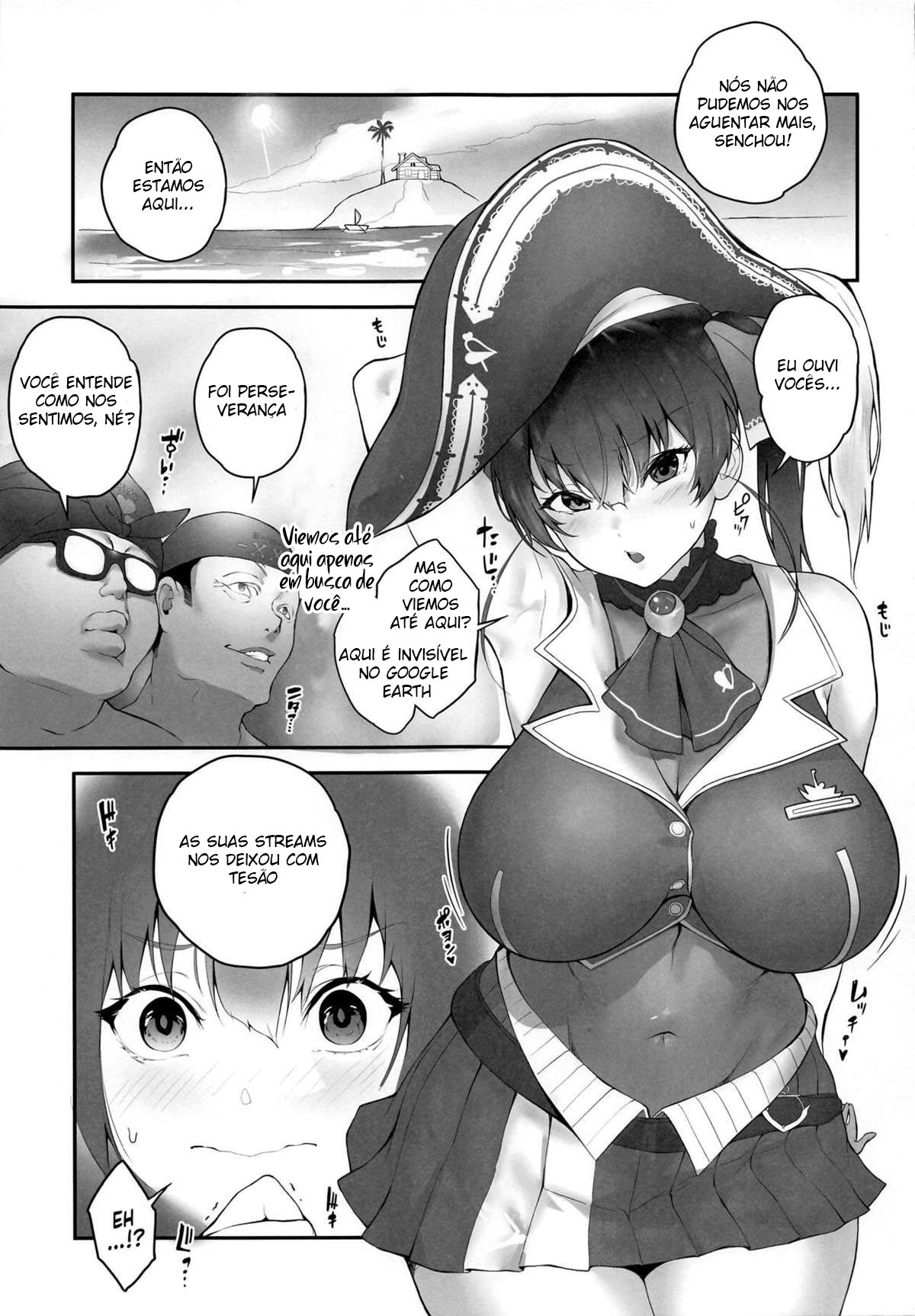 (COMIC1☆20) [Kachiwari Jikkenshitsu (Shino)] Senchou Orera Kichaimashita | Senchou, Estamos Aqui! (Houshou Marine) [Portuguese-BR] [DiegoVPR] 图片编号 4