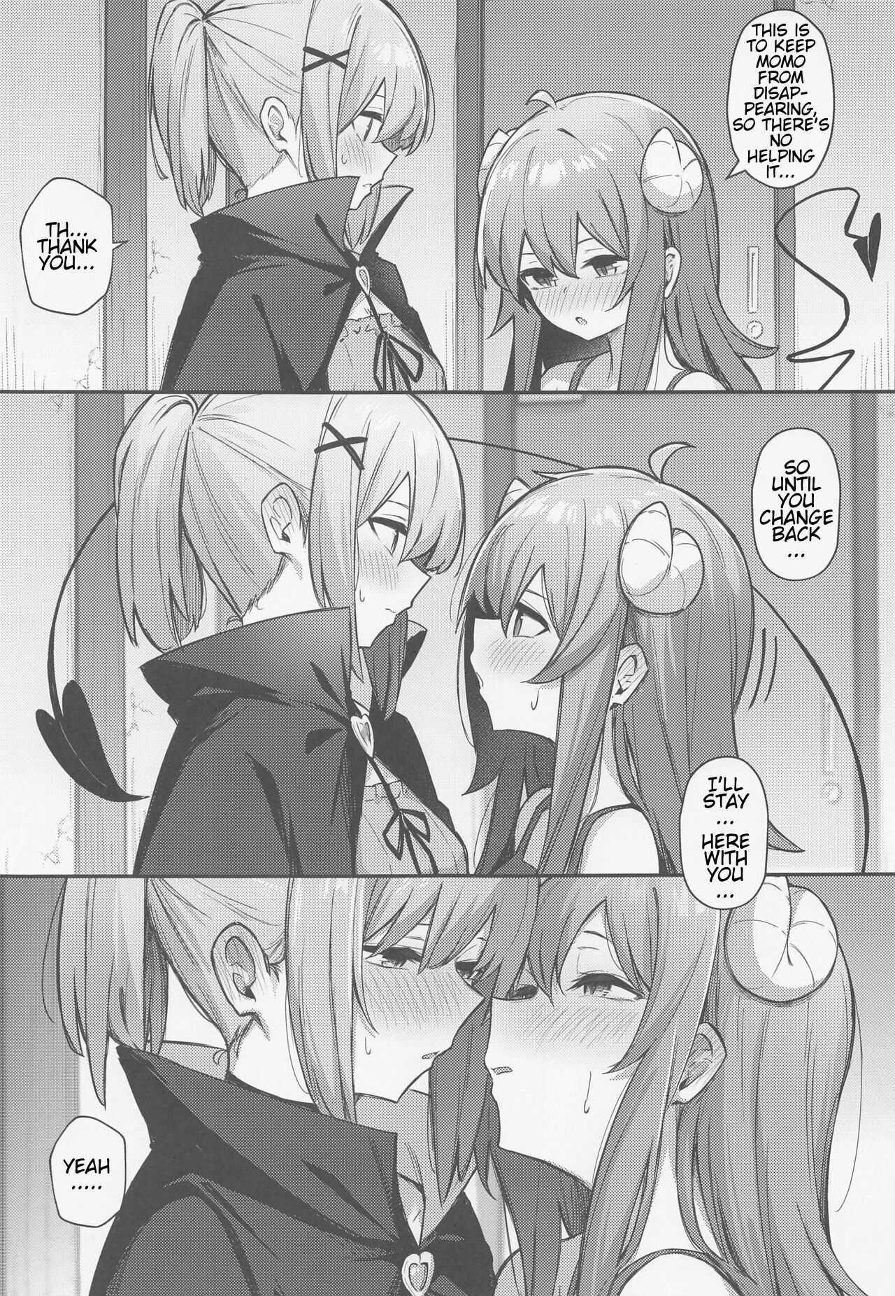 (Natsu no Doujinsai 2022) [Bochi Bochi no Ki (Borusiti)] Momo-chan Yamiochi Shita!? (Machikado Mazoku) [English] [estradiol] image number 14