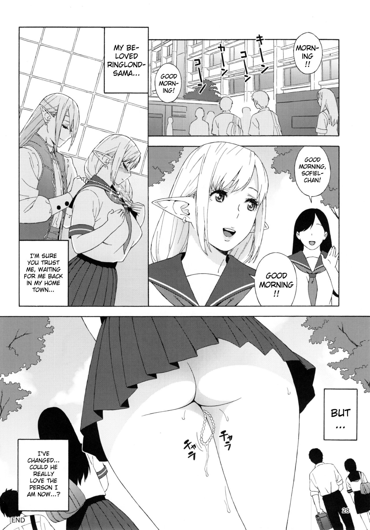 (C90) [666PROTECT (Jingrock)] Tenkousei JK Elf 2 -Kegasareta Konyaku no Akashi- [English] {doujins.com+Hennojin} [Decensored] 画像番号 28