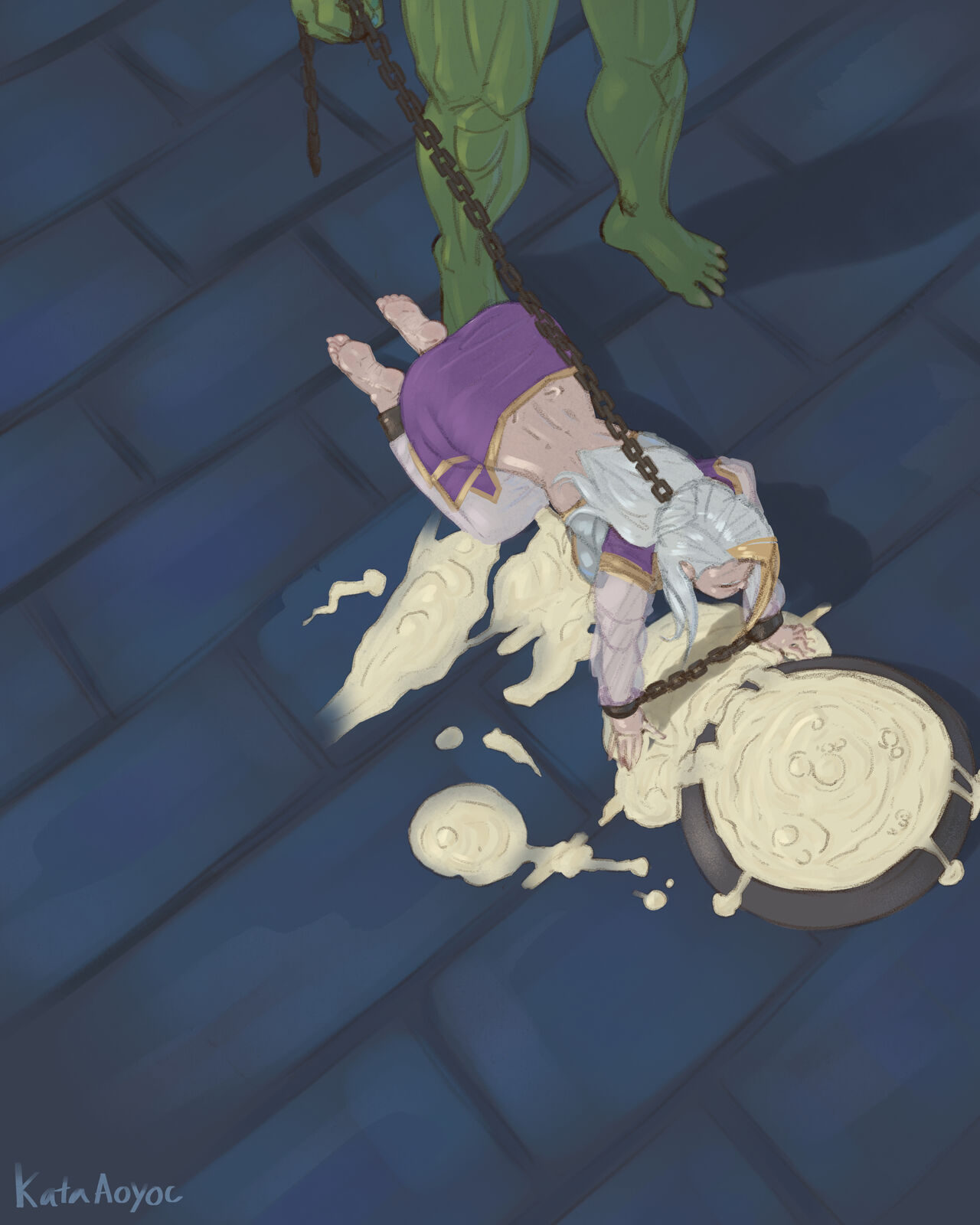 [KataAoyoc] 在兽人监狱中的吉安娜(djsymq机翻汉化)Jaina in Orc Horny Jail (World of Warcraft) изображение № 7