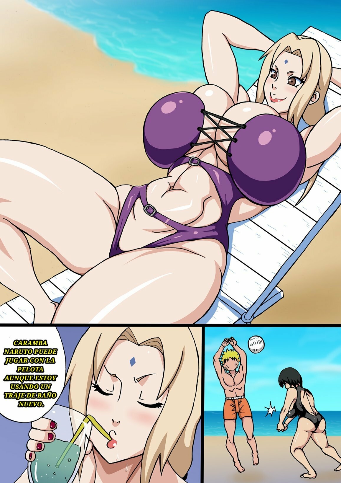 [Naruho-dou (Naruhodo)] Zoku Tsunade no Insuiyoku | After Tsunade's Obscene Beach (Naruto) (Completo) {Spanish} {traduccion_amateur} Bildnummer 2