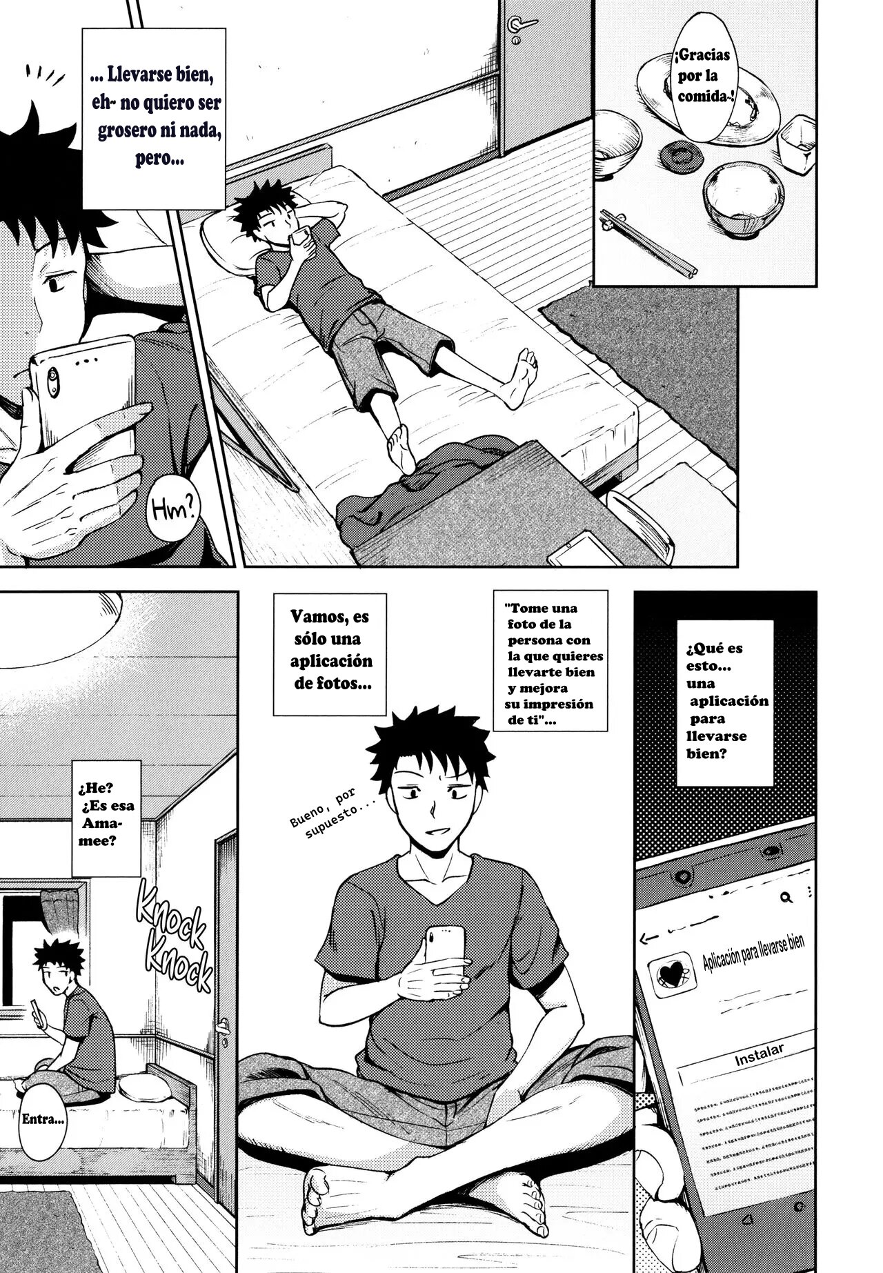 [Poncocchan] Nakayosi Apuri Ch.1 | Get-Along App Ch.1 (Yarashii Kibun ni Naru Appli Ane to Ore to Imouto to) [Spanish] image number 3